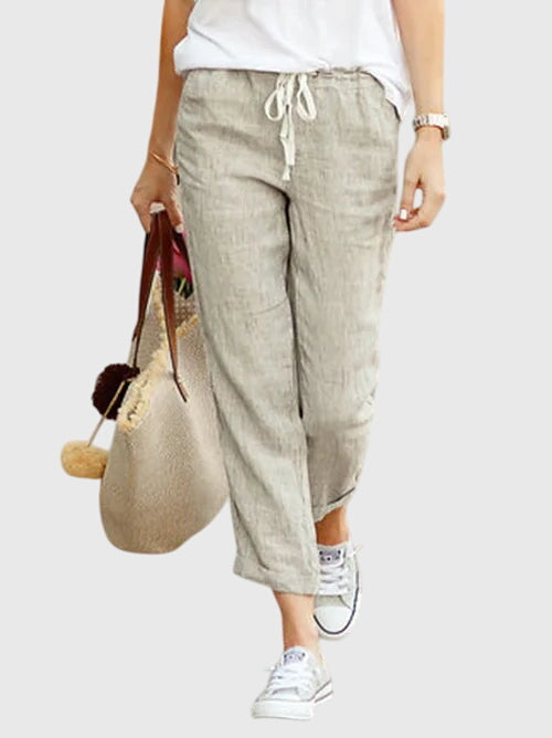 GIORGIA | PANTALONI IN LINO CON COULISSE REGOLABILE
