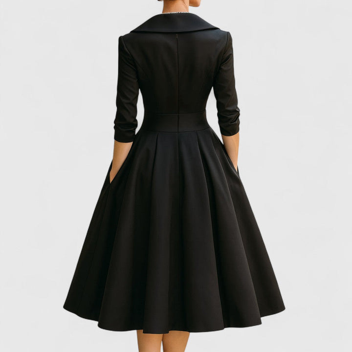 LORENZA | ABITO MIDI ELEGANTE CON COLLO A REVERS