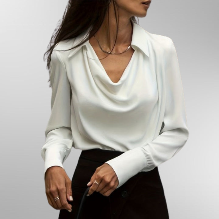 BIANCA | BLUSA ELEGANTE CON SCOLLO DRAPPEGGIATO