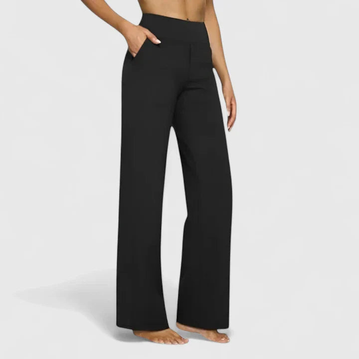 ELENA | PANTALONI PALAZZO STRETCH A VITA ALTA