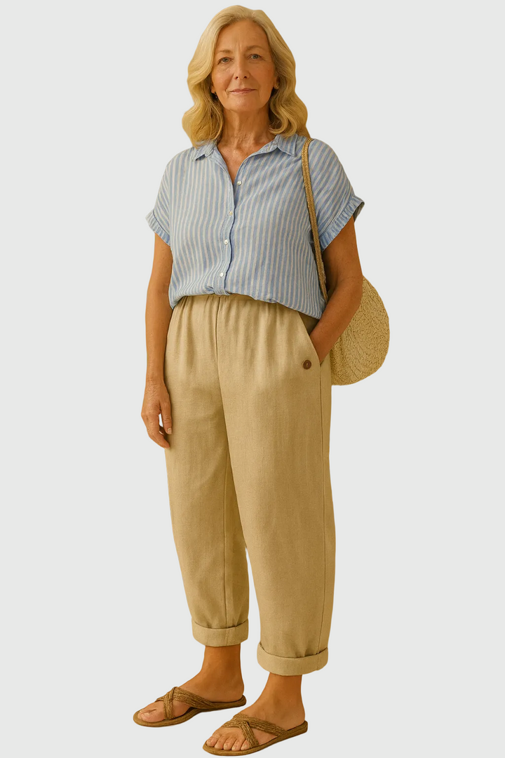 LUCIA | PANTALONI IN LINO MORBIDI CON VITA ELASTICIZZATA