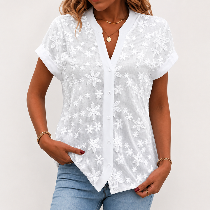 LUCIA | CAMICETTA RICAMATA FLOREALE ELEGANTE