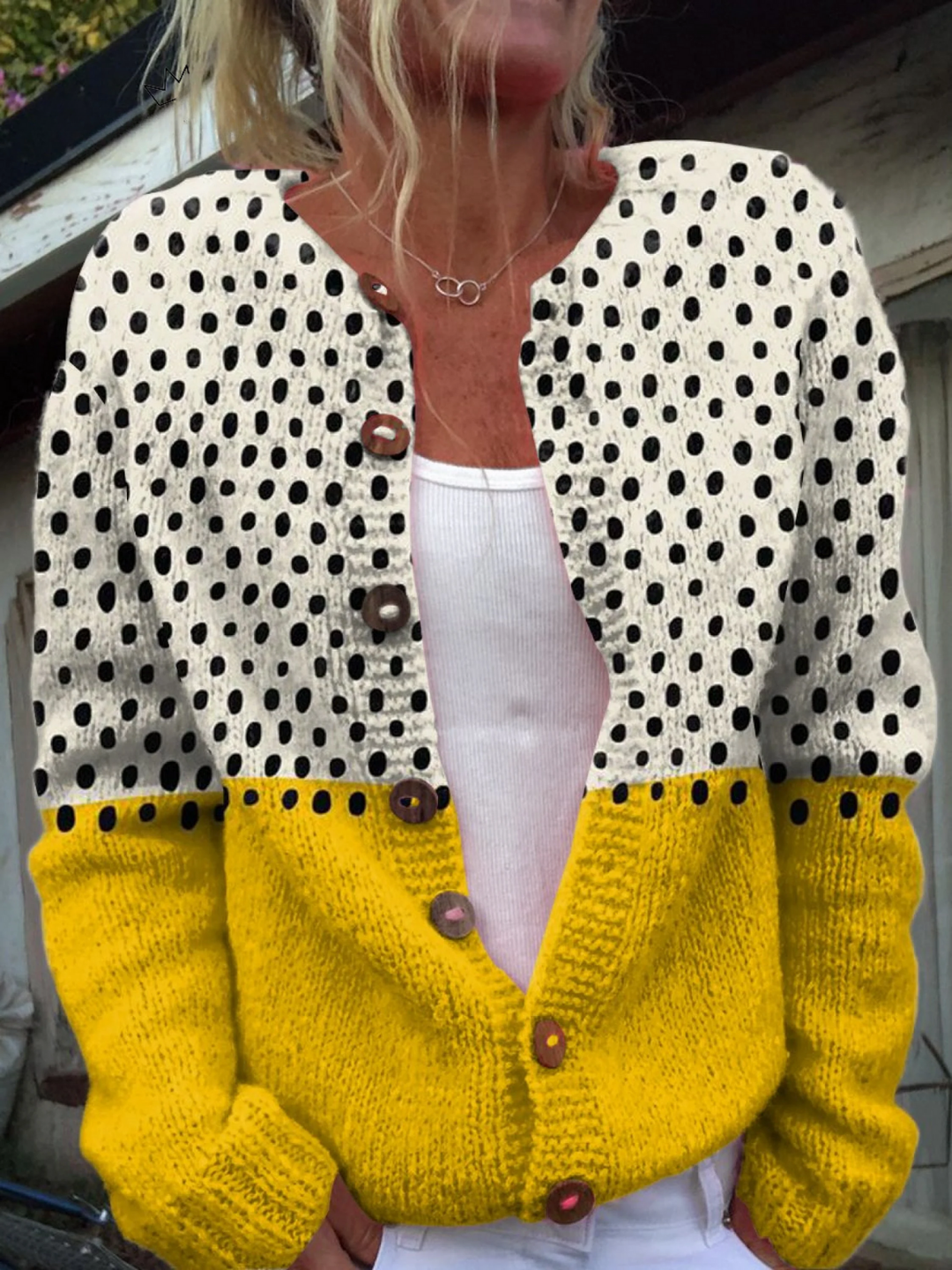 Maude | Cardigan a Bottoni con Blocco di Colore