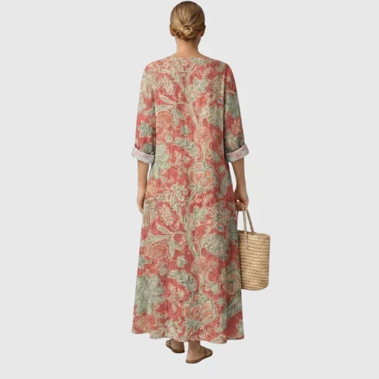 Francesca | Abito Midi Floreale a Maniche Lunghe