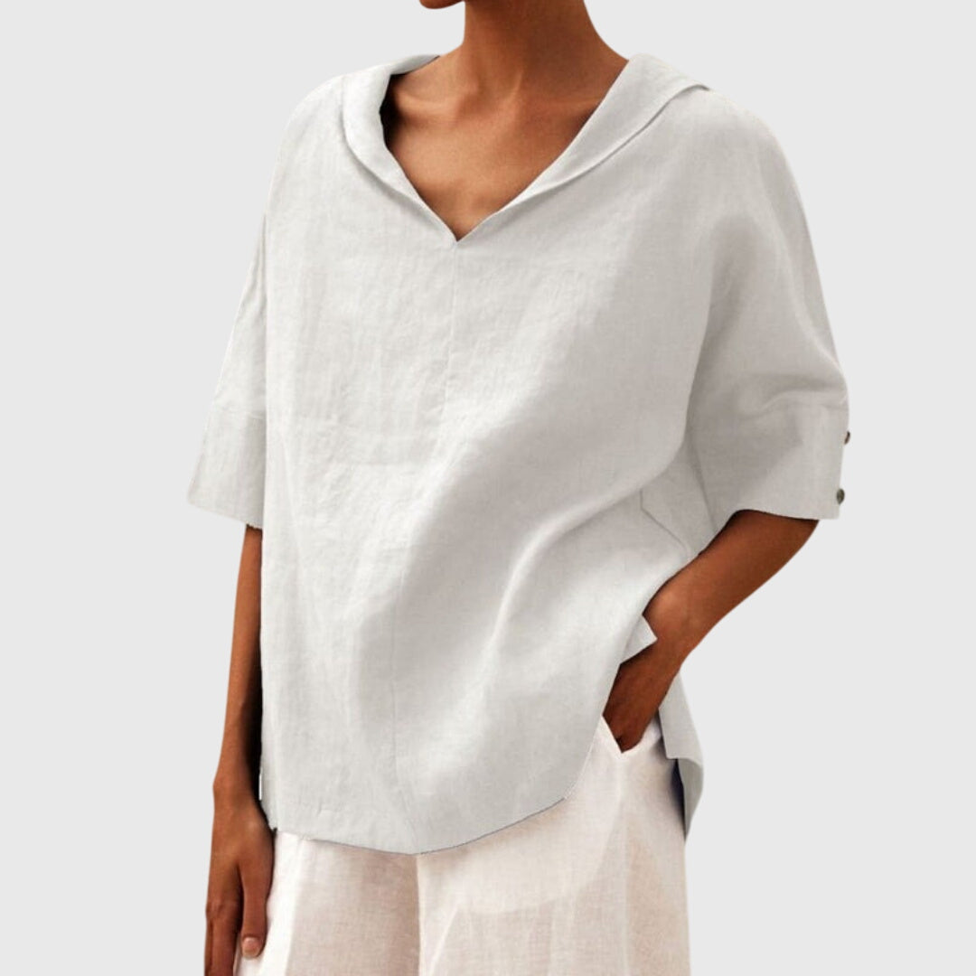 AURORA | BLUSA IN LINO MINIMAL ELEGANTE