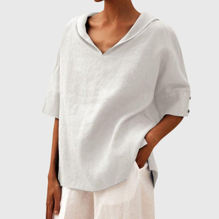 AURORA | BLUSA IN LINO MINIMAL ELEGANTE