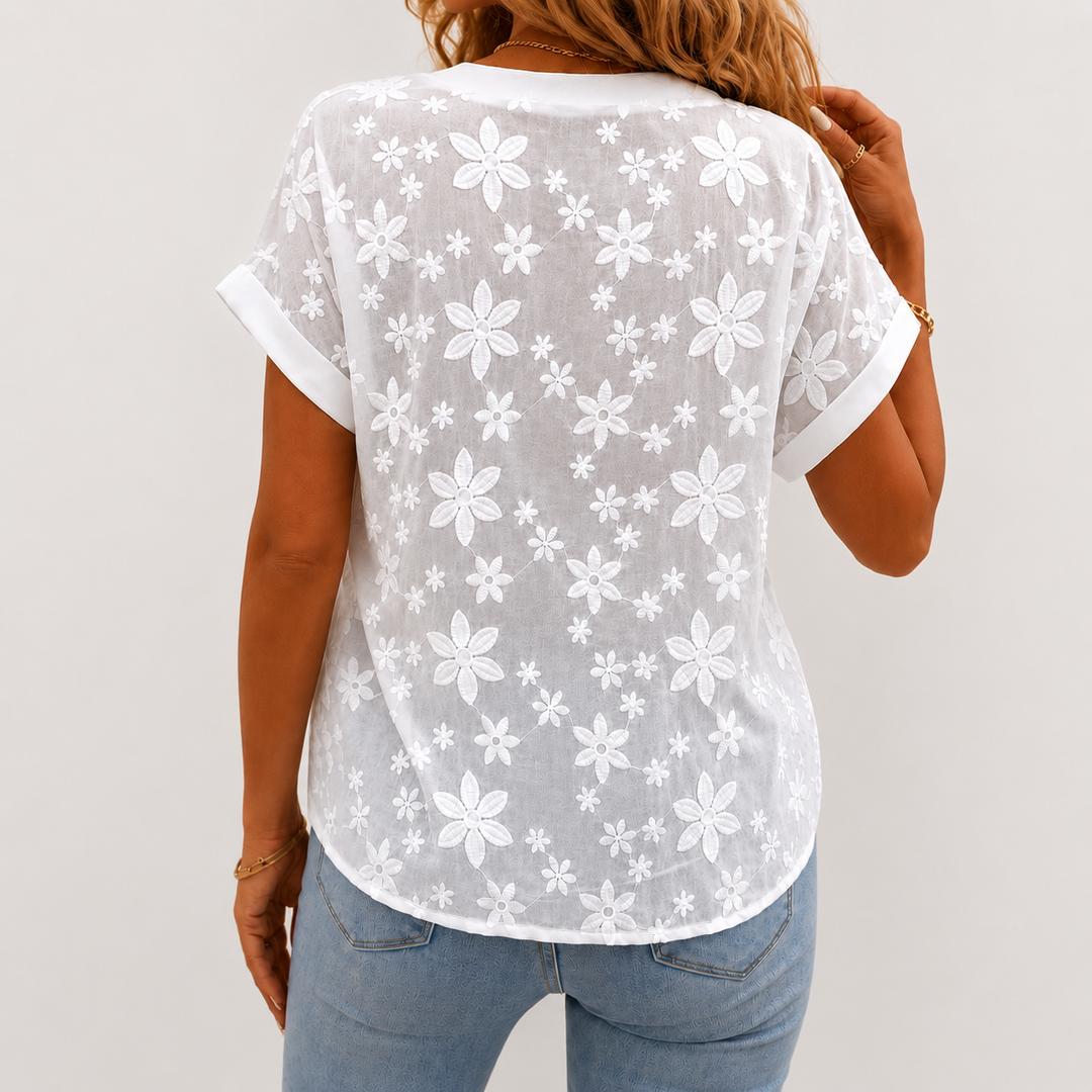 LUCIA | CAMICETTA RICAMATA FLOREALE ELEGANTE