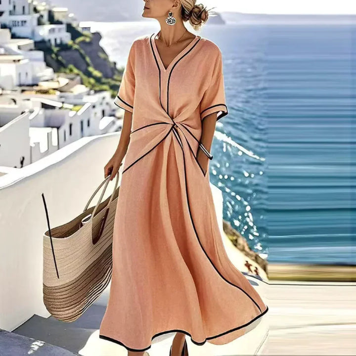 BIANCA | ABITO LUNGO ELEGANTE CON SCOLLO A V