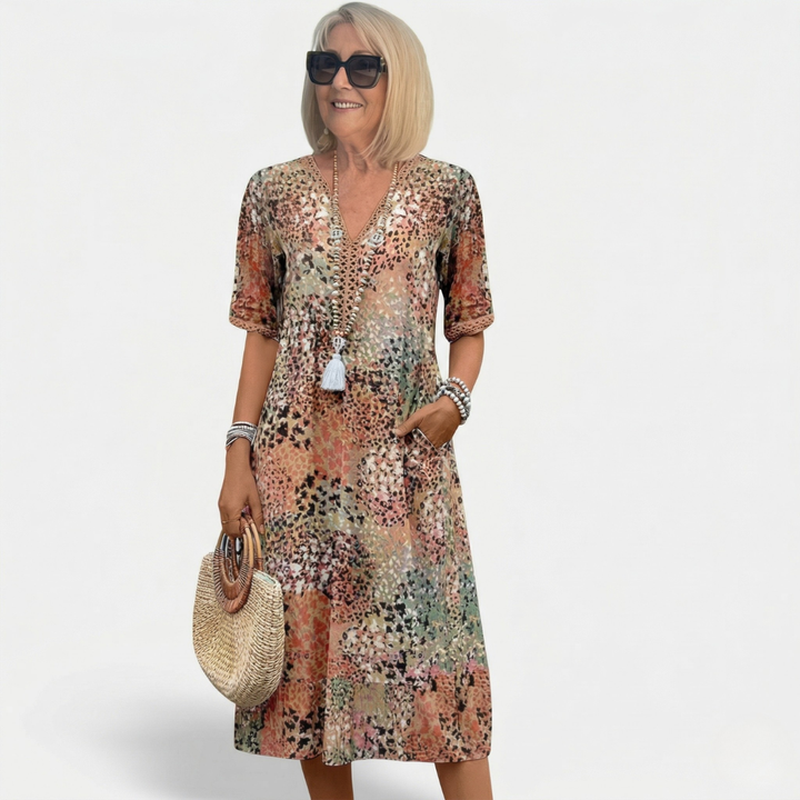 MIRELLA | ABITO MIDI CON STAMPA ELEGANTE