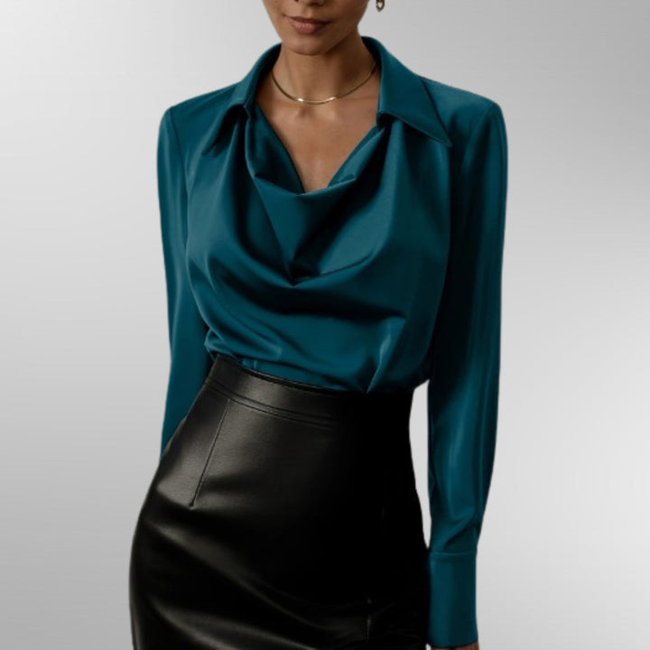 BIANCA | BLUSA ELEGANTE CON SCOLLO DRAPPEGGIATO