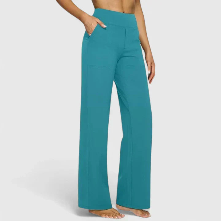 ELENA | PANTALONI PALAZZO STRETCH A VITA ALTA