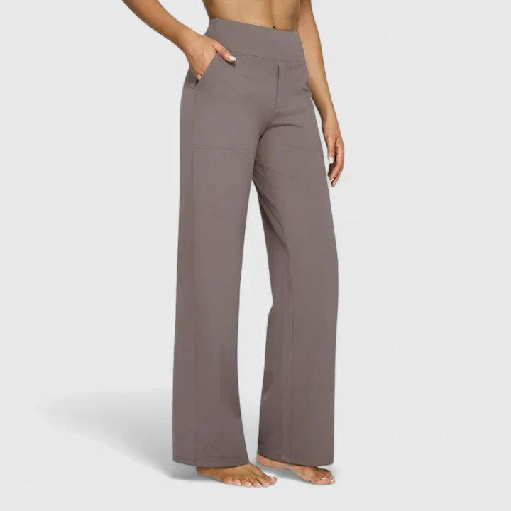 ELENA | PANTALONI PALAZZO STRETCH A VITA ALTA