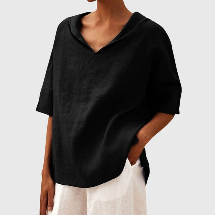 AURORA | BLUSA IN LINO MINIMAL ELEGANTE
