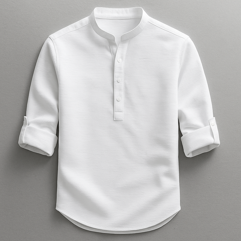 NICOLÒ | CAMICIA IN LINO CON COLLETTO COREANO