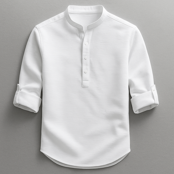 NICOLÒ | CAMICIA IN LINO CON COLLETTO COREANO