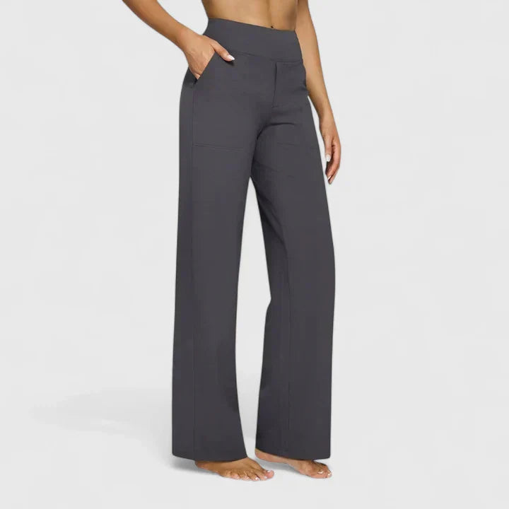 ELENA | PANTALONI PALAZZO STRETCH A VITA ALTA
