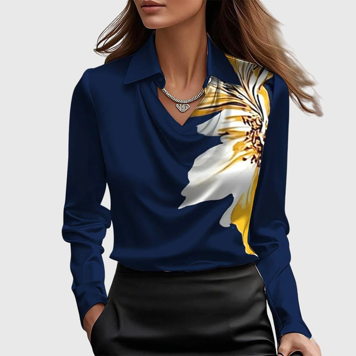 AURORA | BLUSA SATINATA CON SCOLLO DRAPPEGGIATO