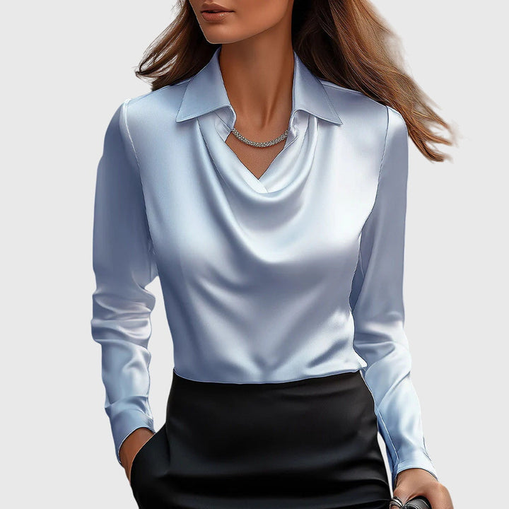 AURORA | BLUSA SATINATA CON SCOLLO DRAPPEGGIATO