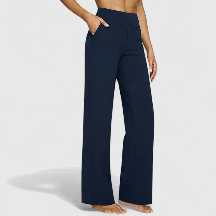 ELENA | PANTALONI PALAZZO STRETCH A VITA ALTA