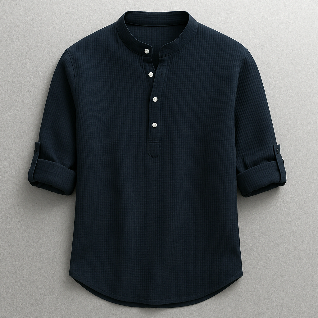 NICOLÒ | CAMICIA IN LINO CON COLLETTO COREANO