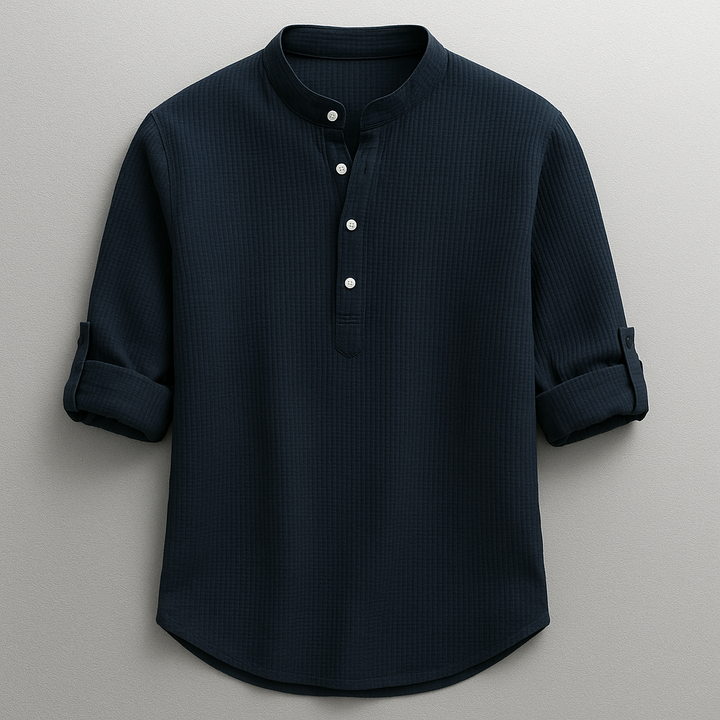 NICOLÒ | CAMICIA IN LINO CON COLLETTO COREANO