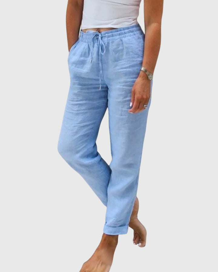 ALESSANDRA | PANTALONI IN LINO CON VITA ELASTICIZZATA
