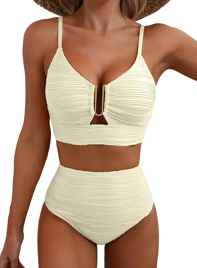 LUMINA | BIKINI A VITA ALTA CON DETTAGLIO DORATO