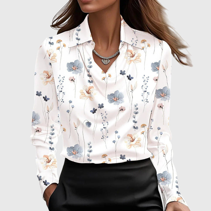 AURORA | BLUSA SATINATA CON SCOLLO DRAPPEGGIATO