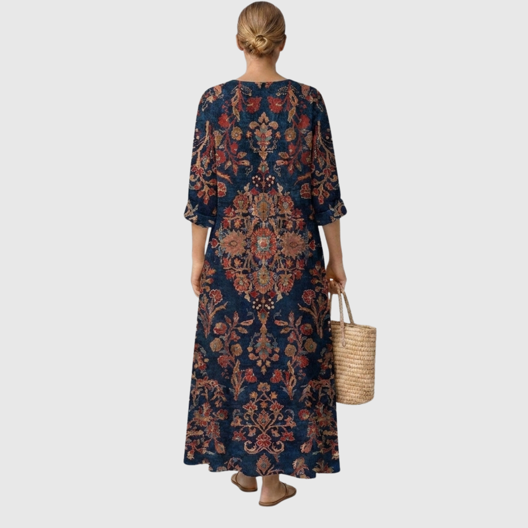 Isabella | Abito Lungo Boho-Chic con Stampa Etnica
