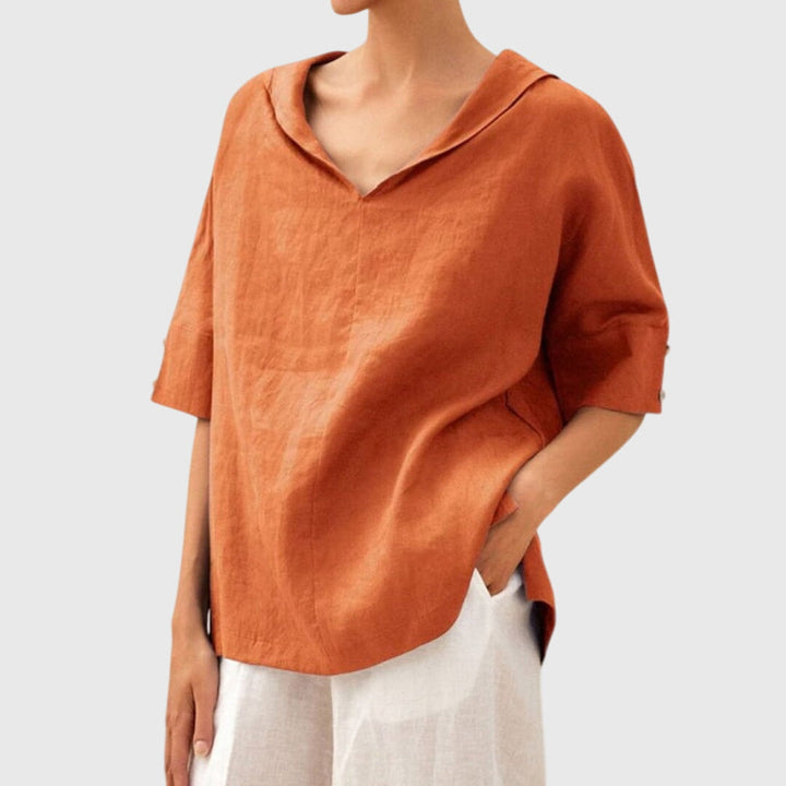 AURORA | BLUSA IN LINO MINIMAL ELEGANTE