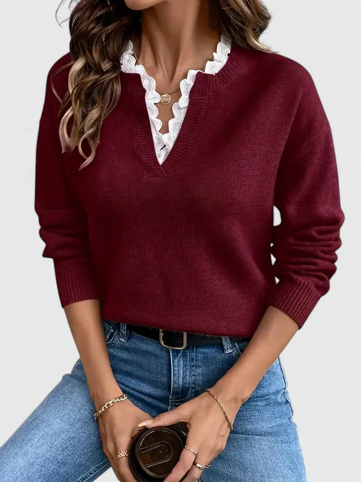 ALESSIA | MAGLIA IN MAGLIA CON SCOLLO IN PIZZO