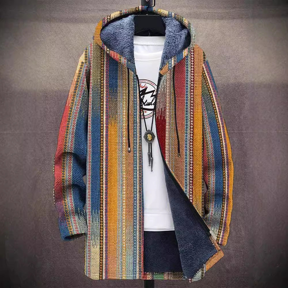 Marigold | Cardigan con Cappuccio a Motivo Artigianale