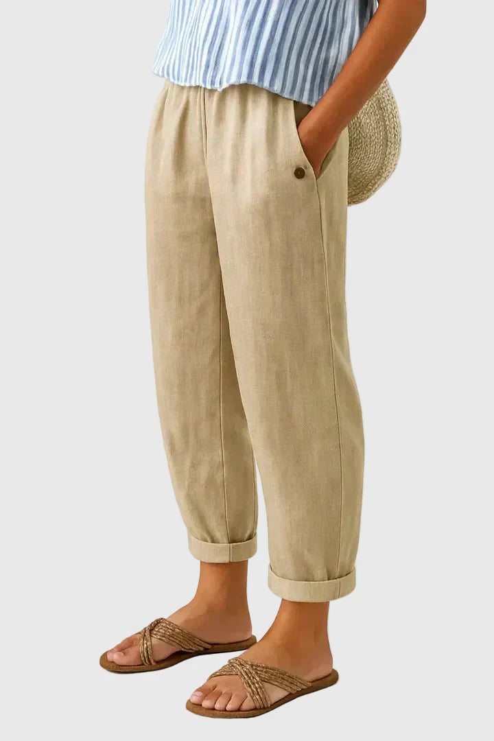 LUCIA | PANTALONI IN LINO MORBIDI CON VITA ELASTICIZZATA