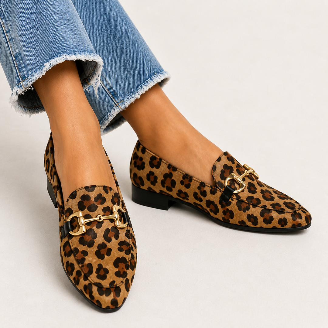 BEATRICE | MOCASSINI ANIMALIER CON DETTAGLIO DORATO