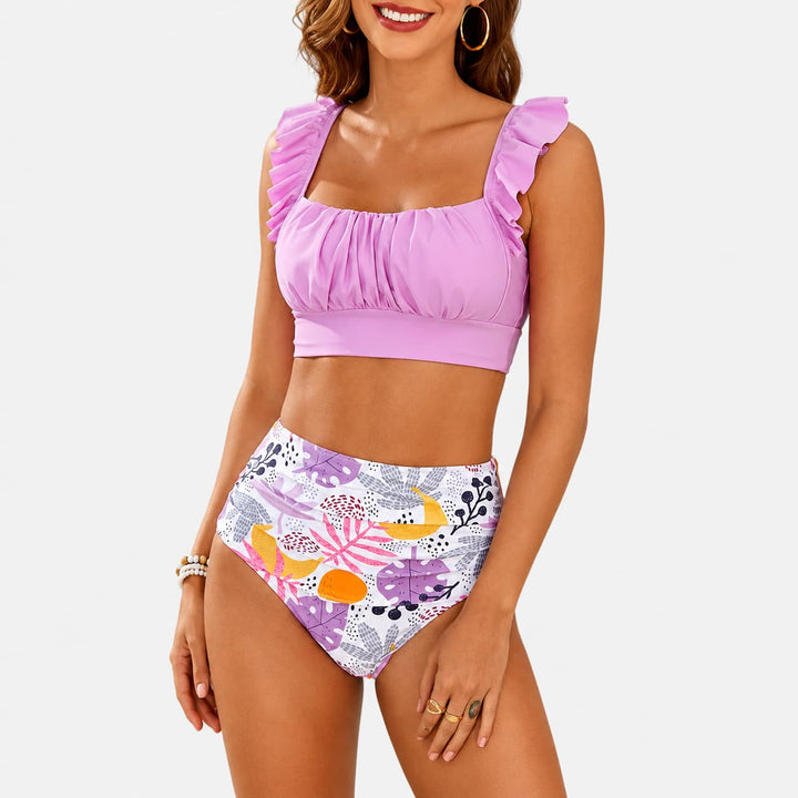LAVINIA | BIKINI A VITA ALTA CON TOP ARRICCIATO