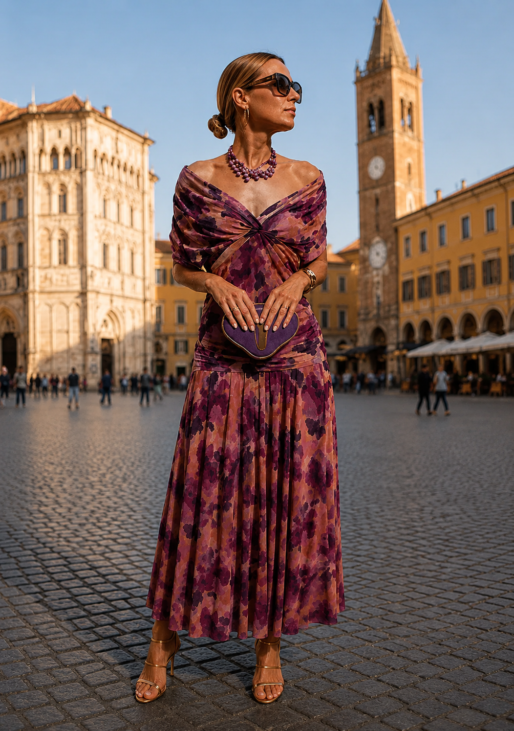 ALESSIA | ABITO LUNGO CON SCOLLO DRAPPEGGIATO