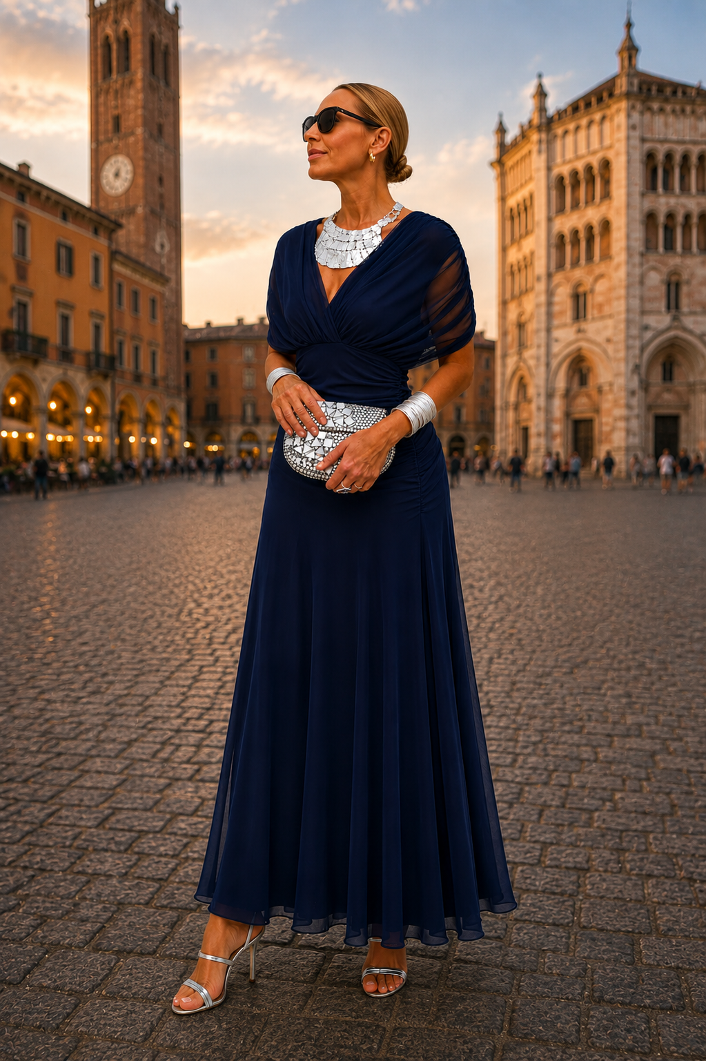 ALESSIA | ABITO LUNGO CON SCOLLO DRAPPEGGIATO