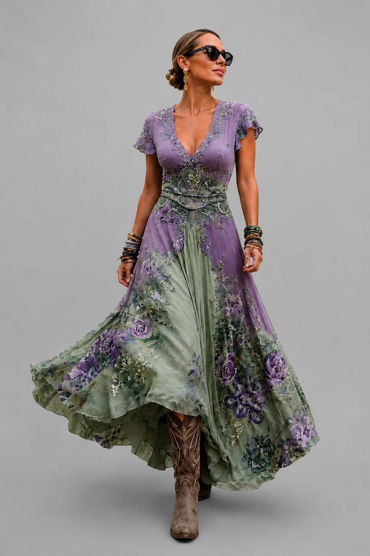 GINEVRA | ABITO LUNGO FLOREALE ELEGANTE