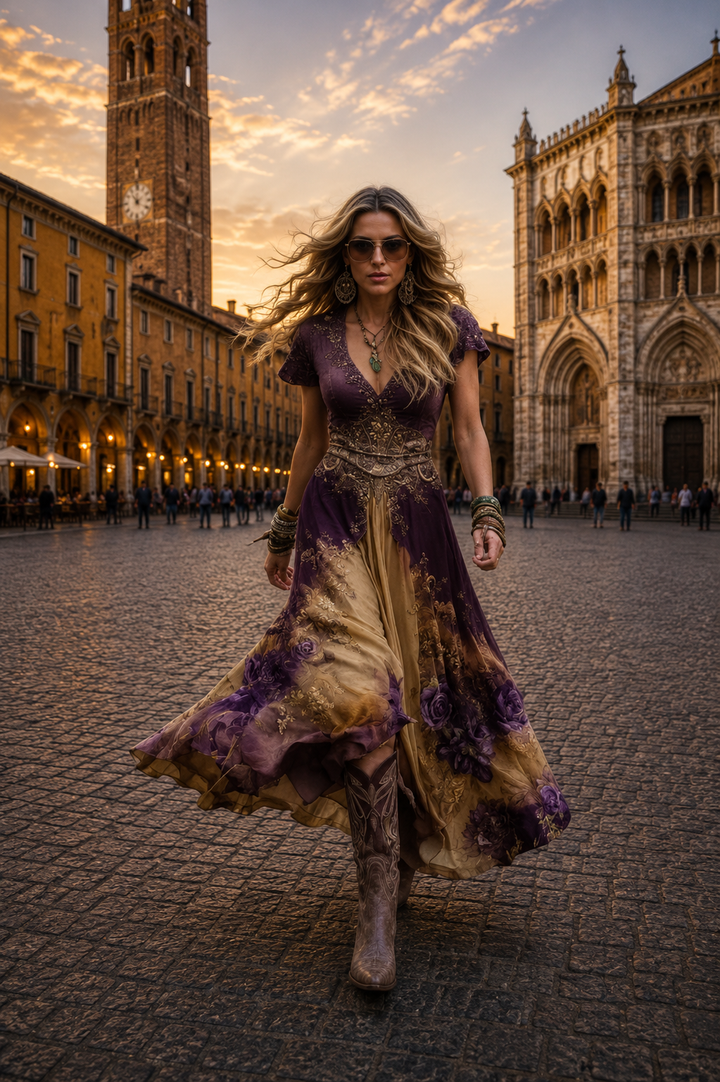 GINEVRA | ABITO LUNGO FLOREALE ELEGANTE