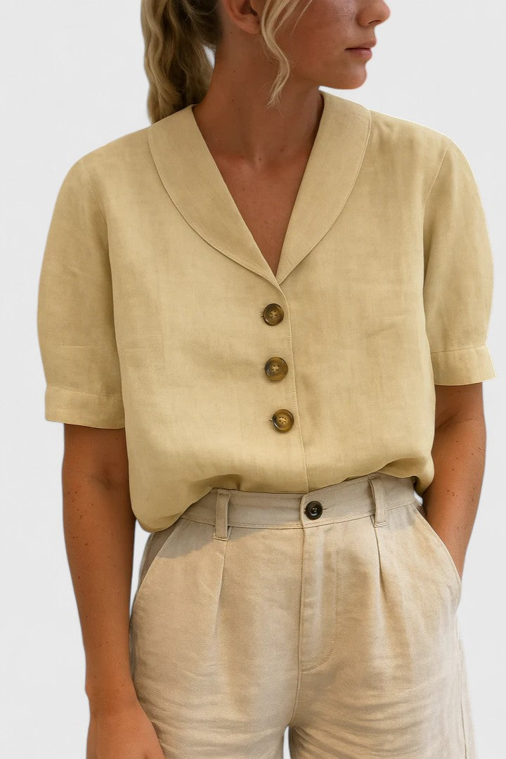 CLARA | BLUSA MINIMAL CON BOTTONI DECORATIVI