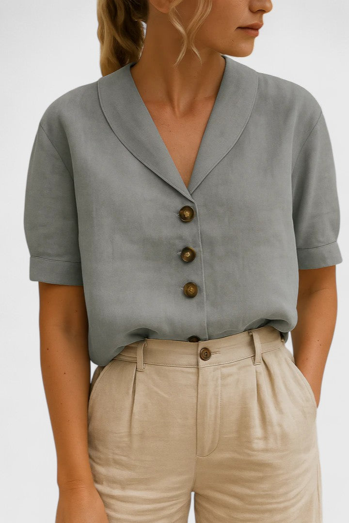 CLARA | BLUSA MINIMAL CON BOTTONI DECORATIVI