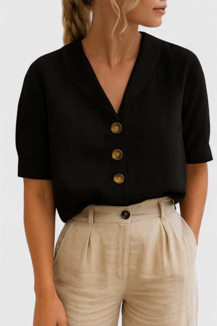 CLARA | BLUSA MINIMAL CON BOTTONI DECORATIVI
