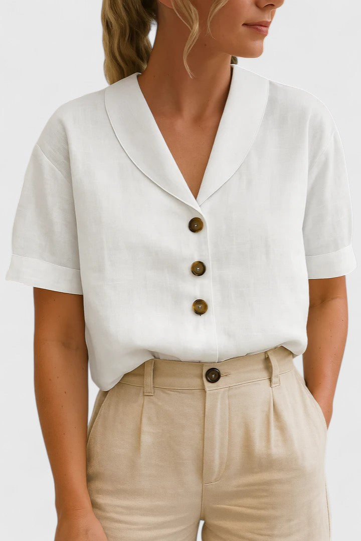 CLARA | BLUSA MINIMAL CON BOTTONI DECORATIVI