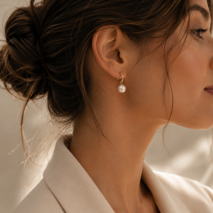 ALESSIA | ORECCHINI PERLA DORATA