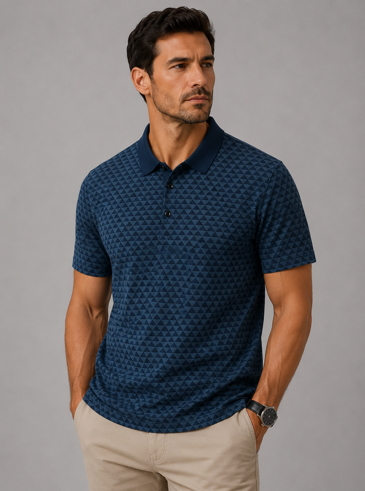 RICCARDO | POLO ELEGANTE CON FANTASIA GEOMETRICA