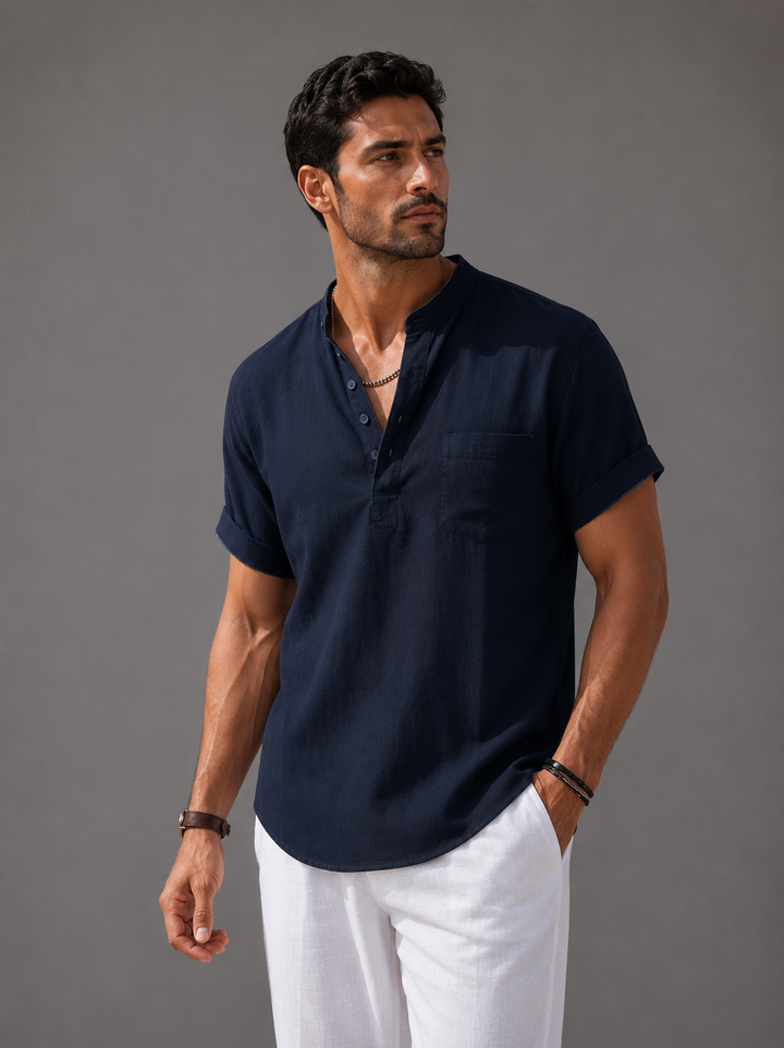 LEONE | CAMICIA CASUAL ELEGANTE CON COLLO HENLEY