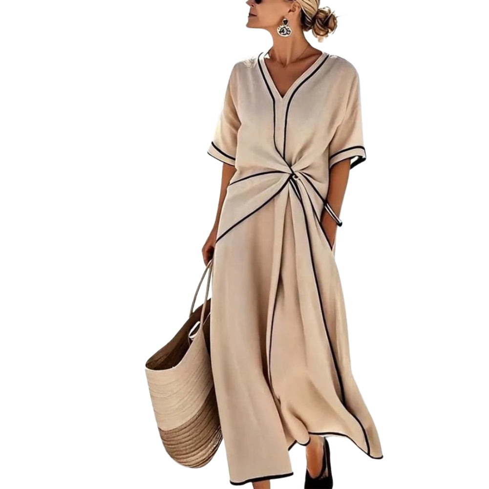 BIANCA | ABITO LUNGO ELEGANTE CON SCOLLO A V
