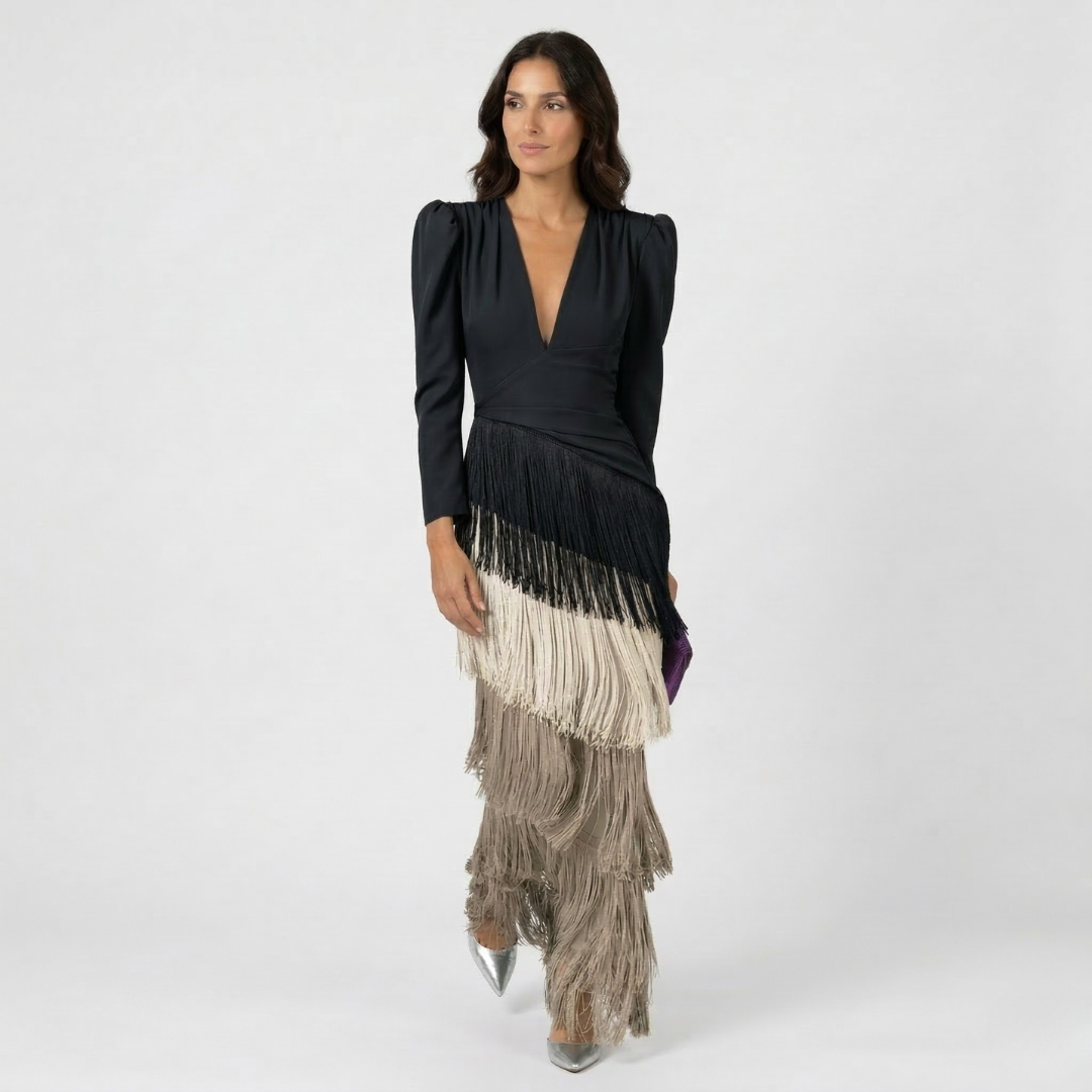 VALENTINA | ABITO ELEGANTE CON FRANGE
