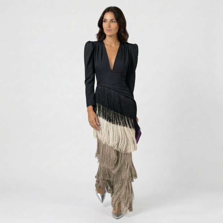 VALENTINA | ABITO ELEGANTE CON FRANGE