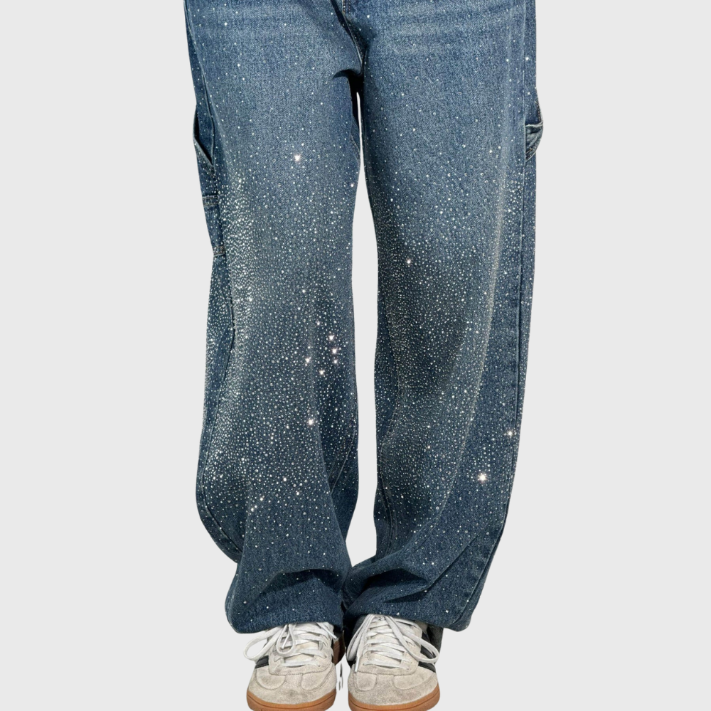 AURORA | JEANS WIDE LEG CON STRASS LUMINOSI
